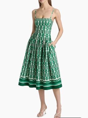 NWT Cara Cara Green and White Sea Island Dress